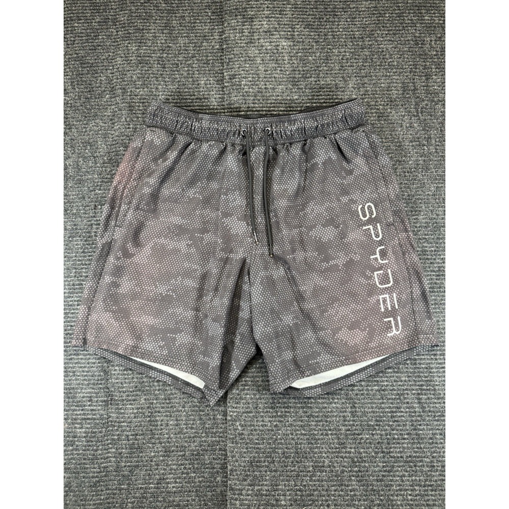 Spyder Swim Men's L Black Gray Camo Swim Trunks Board Shorts UV Protection H44